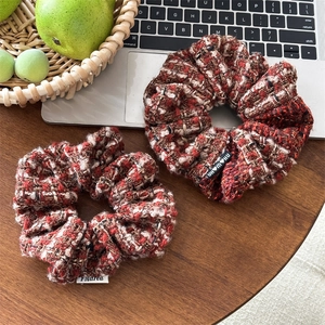 Chouchous Vintage en Tweed à Carreaux Avec Fil d'Or Élastiques à Cheveux Style Français Femmes Filles Accessoires de Cheveux Automne Hiver