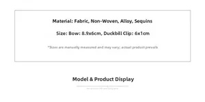 Detailed size specifications for the festive red bow hair clip and alloy duckbill clip