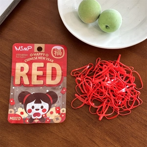 Élastiques à cheveux rouges pour enfants, haute élasticité, pour le Nouvel An chinois