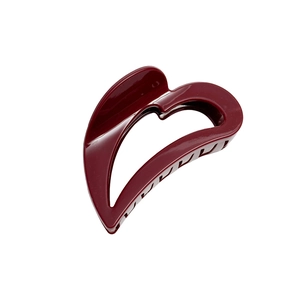 French vintage wine red hollow heart hair claw clip for elegant women hairstyles