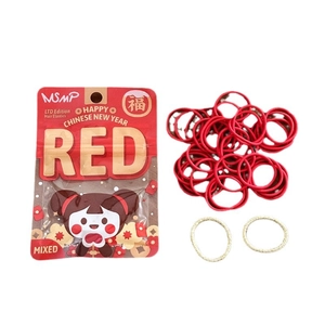 Set d'élastiques à cheveux pour enfants Nouvel An Chinois avec bandes rouges et dorées