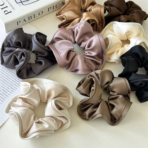 Oversized French Retro Satin Scrunchie With Ruffle Edge Elastic Hair Tie Hair Rope For Women Temperament Hair Accessories