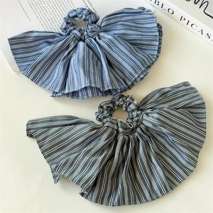 Oversized Striped Scrunchie With Ruffle Skirt Design Large Fabric Hair Tie Elegant Fashion Scrunchie Hair Accessories For Women