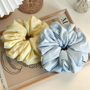 Korean Style Creamy Cloud Oversized Fabric Scrunchies Handmade Pleated Ponytail Holder For Women Sweet Hair Accessories