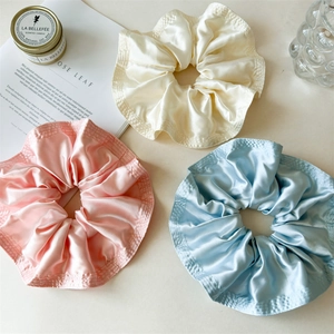 Large Satin Satin Scrunchies Women Oversized Pleated Hair Ties Elastic Hair Bands Shiny Solid Color Fashion Accessories