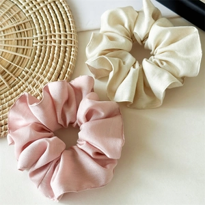 Chouchous élégants en coton Tencel de couleur unie, rose et beige, pour femmes
