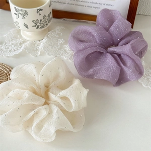 Chouchous en Organza avec Strass pour Femmes Élastique à Cheveux en Maille Ciel Étoilé Élégant Bandeau à Bulles Scintillant Accessoires de Cheveux