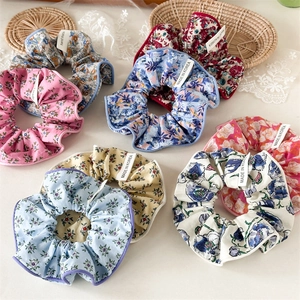 Chouchous en Tissu Floral Fait à la Main Élégants Élastiques à Cheveux Surdimensionnés Bandeaux Imprimé Fleurs pour Femmes Accessoires