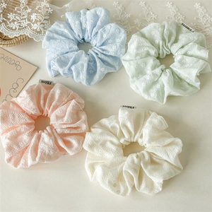 Große Blumen Seersucker Scrunchies Elastische Stoff Haargummis Pferdeschwanz Halter Koreanischen Süßen Stil Damen Haarschmuck
