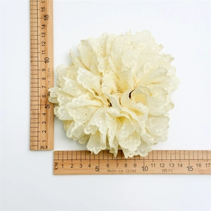 Chouchou élégant en dentelle beige en forme de fleur, diamètre environ 10 cm