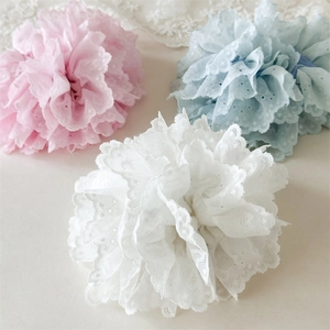 Chouchous élégants en dentelle à fleurs rose, bleu clair et blanc pour femme