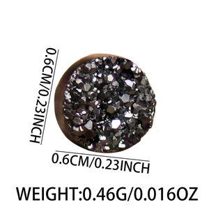 Orecchino magnetico a clip in cristallo druzy nero da uomo con diametro di 0,6 cm