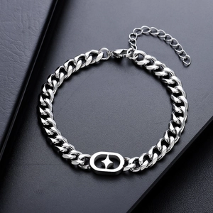 Hip Hop Titanium Steel Star Burst Cuban Link Bracelet For Men Women Personalized Minimalist Streetwear Jewelry Gift