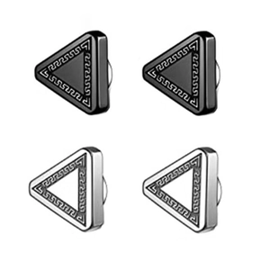 Unisex Stainless Steel Triangle Ear Clip Non-Pierced Meander Pattern Clip-on Earrings Korean Style Geometric Earring Jewelry