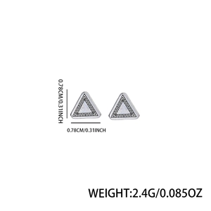 Men's triangular stainless steel ear clips with classic Greek fret pattern decoration