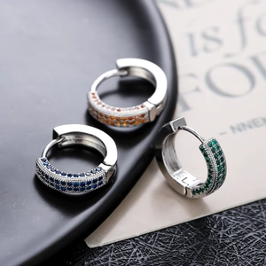 Hip Hop 925 Sterlingsilber Huggie Ohrringe Bunte Zirkonia Eingelegt Minimalistischer Modeschmuck Für Damen Herren Accessoire
