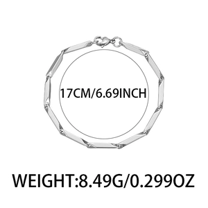Bracciale a catena minimalista in argento per uomo con chiusura a moschettone e design bamboo