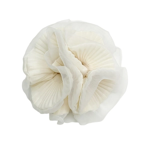 Elegant off-white organza scrunchie with pleated flower design for ponytail hair styling