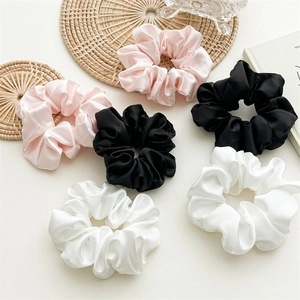 Elegant Imitation Satin Scrunchies High Elastic Soft Cloth Ponytail Holder Solid Color Hair Ties For Women Daily Accessories