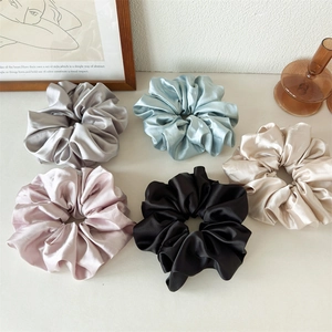 Chouchous en Tissu Satiné Large pour Femmes Élastiques à Cheveux Couleur Unie Haute Élasticité Accessoires de Coiffure Mode
