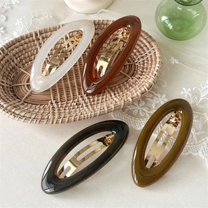 Elegante Ovale Haarklemmen In Geleiekleur Voor Dames Hars Legering Veerklem Haarspeld Retro Franse Stijl Haaraccessoires