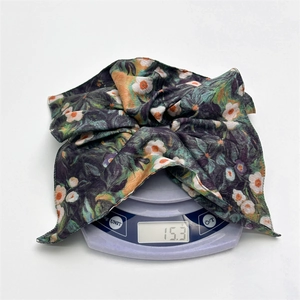 Elegant large scrunchie with van gogh ink floral pattern weighing 15.3g on scale