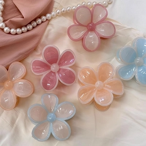 Pince à Cheveux Fleur en Acrylique Style Coréen Couleur Contrastée Gelée Crème Accessoires de Cheveux Élégants pour Femmes
