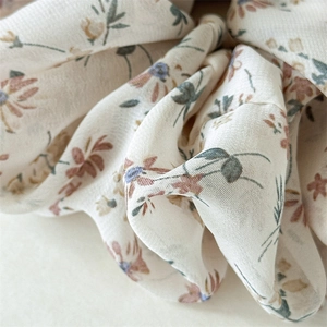 Floral chiffon scrunchie for women, elegant high elastic ponytail holder with summer print