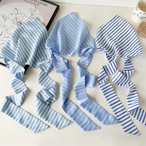 Minimalist Striped Fabric Long Headscarf Hair Tie Ribbon For Women Summer Travel Vacation Ponytail Holder Hair Accessory