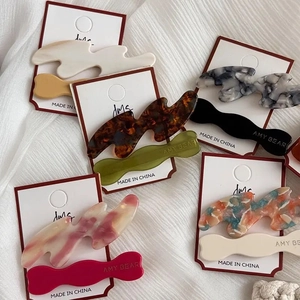 Acetate Hair Clip Set Elegant Marble Pattern Wave Duckbill Clip For Women Minimalist Side Hairpin Fashion Headwear Accessories