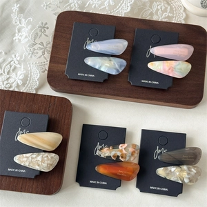Handmade Acetate Water Drop Hair Clips Minimalist Amber Marble Pattern Duckbill Side Clips Fashion Hair Accessories For Women