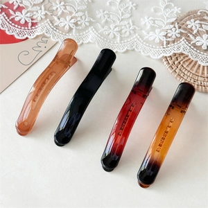 Large Jelly Texture Curved Hair Clip Elegant Amber Tortoiseshell Pattern Resin Duckbill Clip Ponytail Holder Accessories