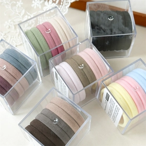 Lot de 6 chouchous colorés haute élasticité avec breloques smiley en boîte transparente