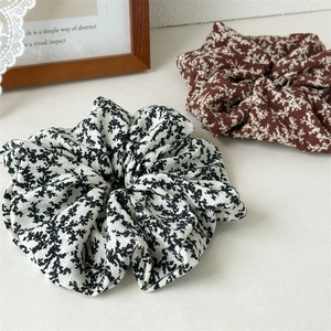 Floral print chiffon scrunchies set in black and brown patterns for summer styling