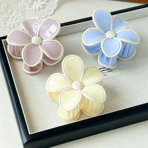 Pince à Cheveux Fleur Acrylique Couleur Macaron Texture Gelée Contraste Grande Barrette Accessoires de Cheveux Elégants Pour Femmes