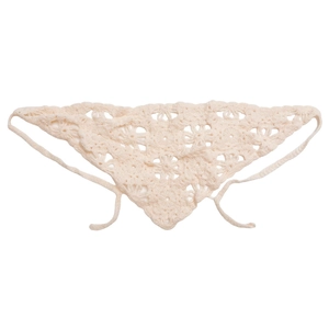 Vintage crochet floral knit bandana in cream white for a retro bohemian headwear style