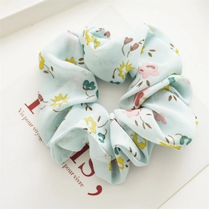 Fresh Chiffon Floral Print Scrunchies For Women High Elasticity Lightweight Hair Tie Ponytail Holder Summer Fashion Hair Accessories