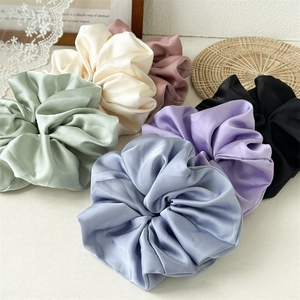 Set of 6 premium satin silk oversized scrunchies in assorted soft pastel colors