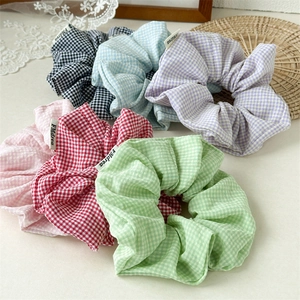 Haargummis Gingham Plaid Stoff Oversized Pferdeschwanz Halter Elastische Haarbänder Damen Täglich Preppy Süß Haarschmuck