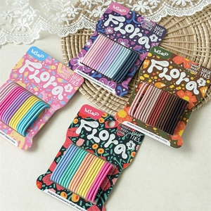 Set of 20 seamless candy-colored elastic hair ties on card with high durability and soft stretch