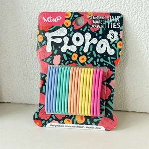 Detail of colorful seamless elastic hair ties set in assorted vibrant macaron shades