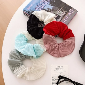 Two-tone pleated chiffon oversized hair scrunchies in various elegant color combinations