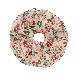 Chouchou en mousseline à motif floral haute élasticité pour femmes, accessoire élégant