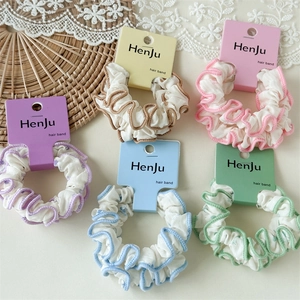 Chouchous Fleuris pour Femmes Tissu Bordure Ondulée Élastiques à Cheveux Plissés Bandeaux pour Coiffage Quotidien Filles