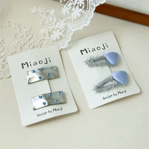 Lot de barrettes à cheveux en tissu bleu avec étoiles et strass pour filles