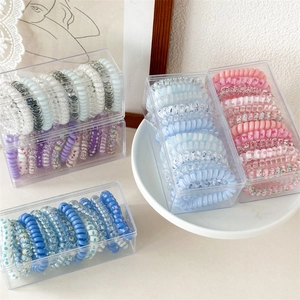 Korean Style Spiral Telephone Line Hair Scrunchies For Women High Elasticity Durable Resin Hair Ties Colorful Hair Accessories