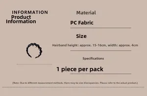 Detailed size specifications and material info for the black twisted rope headband