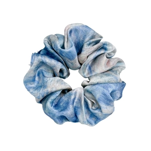 Elegant oil painting marble pattern satin scrunchie for women hair ties accessory