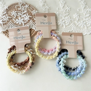 Élastiques à Cheveux en Dentelle Spirale Sans Couture Fait Main Doux Tressé Support de Queue de Cheval Femmes Filles Mode