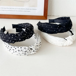 Modisches Breitkrempiges Stoff Stirnband Mit Polka Dot Blumen Stern Druck Geknotet Für Damen Haarreif Haarschmuck